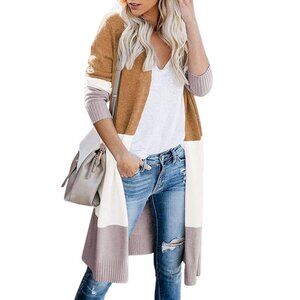 NWOT Amazon Colorblock Open Front Long Cardigan Size XS